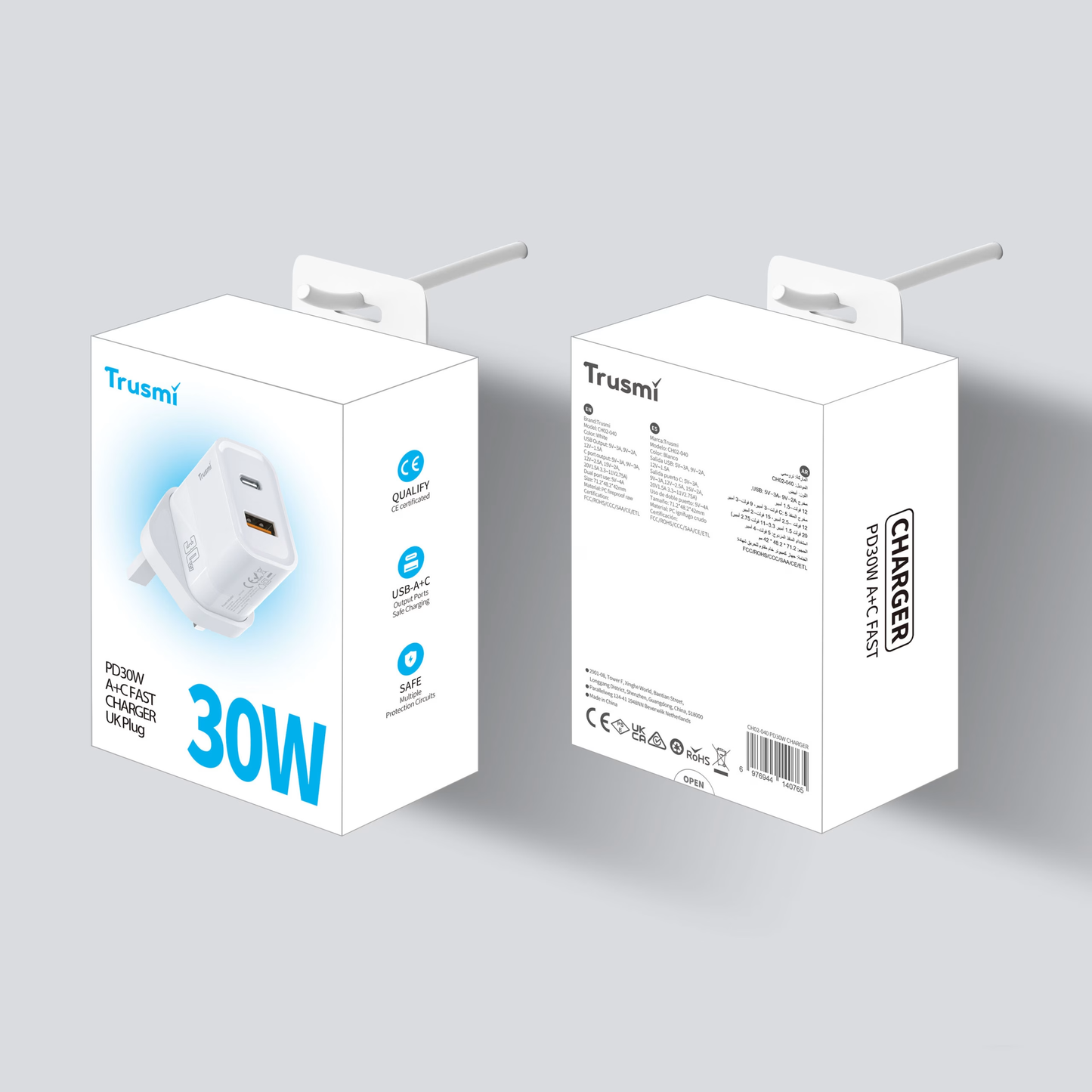 TRUSMI CH02-040 PD30W A+C GaN Fast Charger