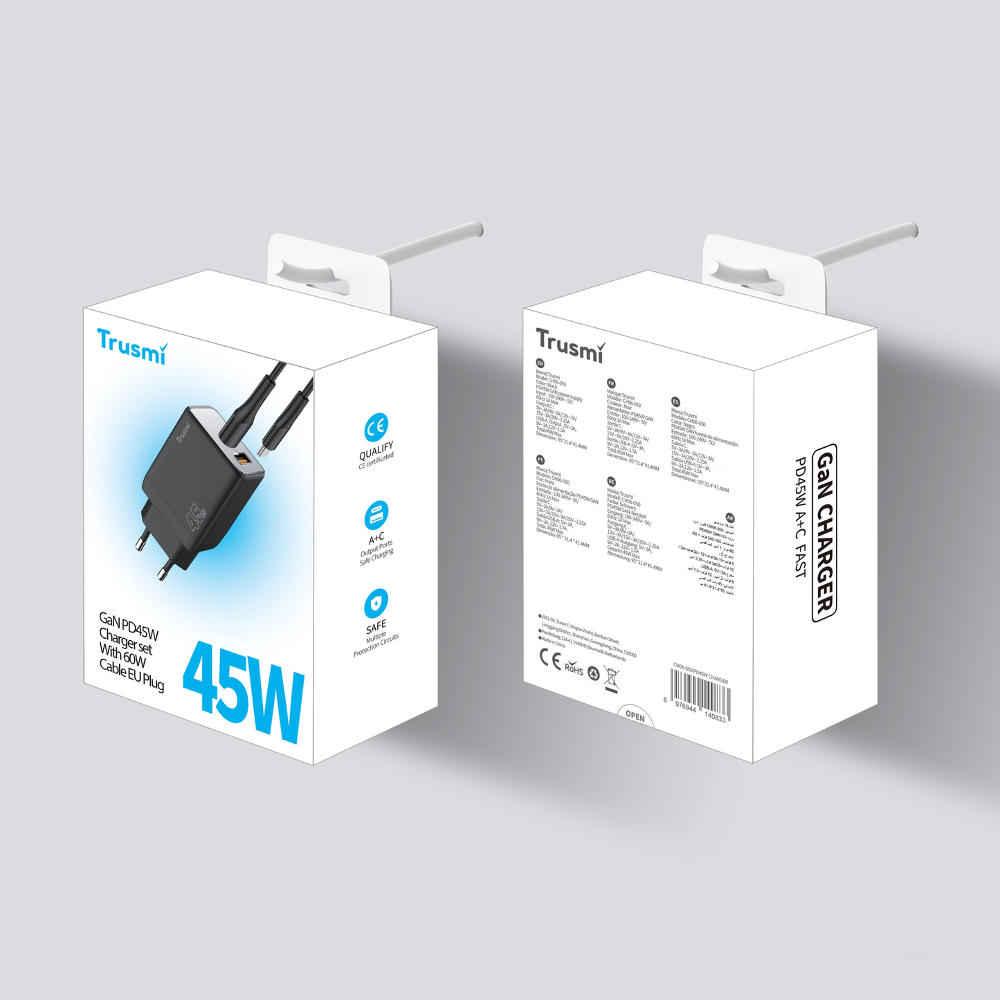 TRUSMI CH06-050 PD45W A+C Mini GaN Fast Charger